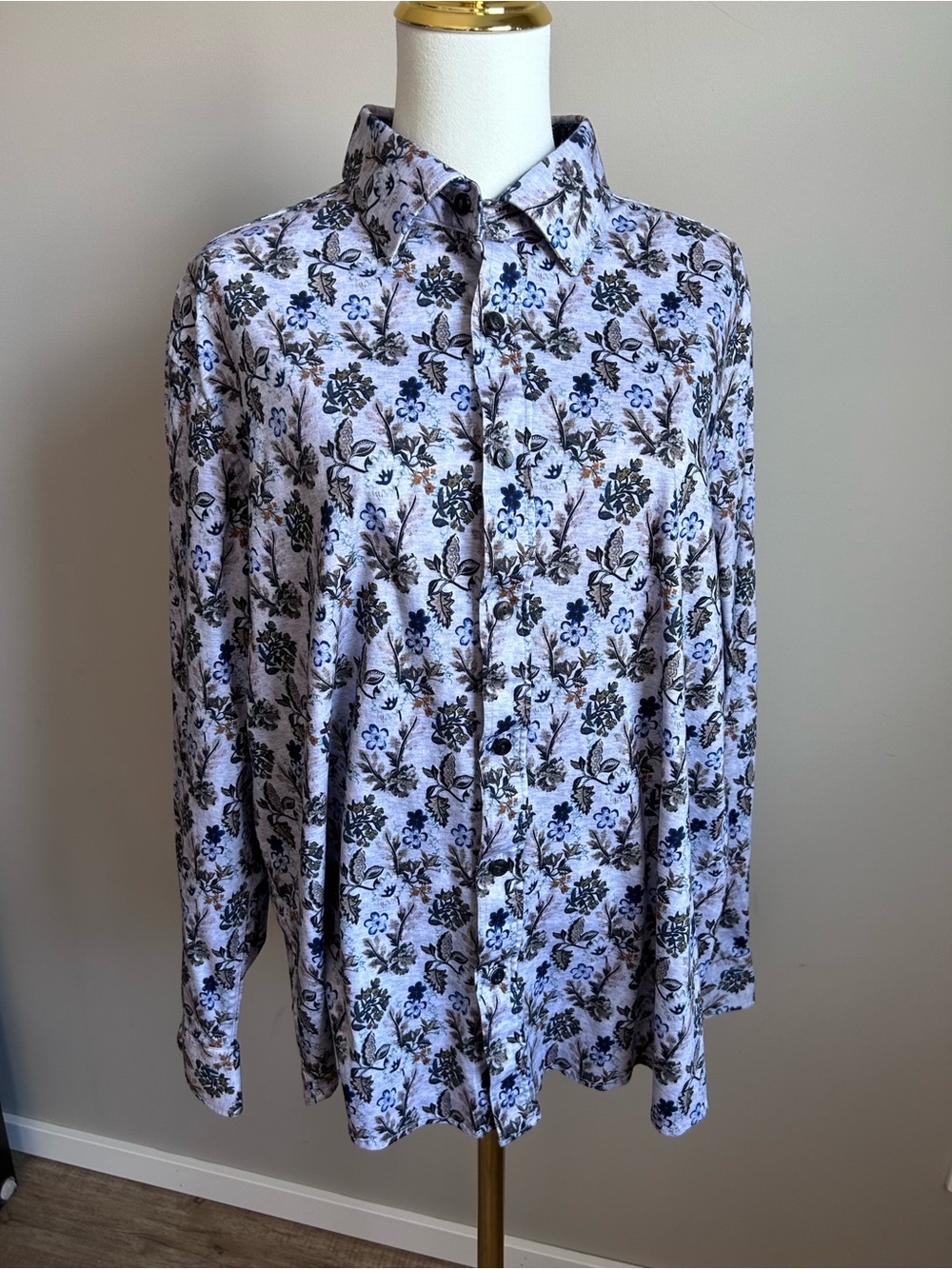 Western country rodeo farm cowboy Men's Floral Button-Up modern fit cotton Shirt